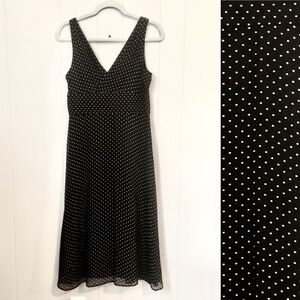 J. Crew Black and White Polka Dot V-Neck Midi Dress